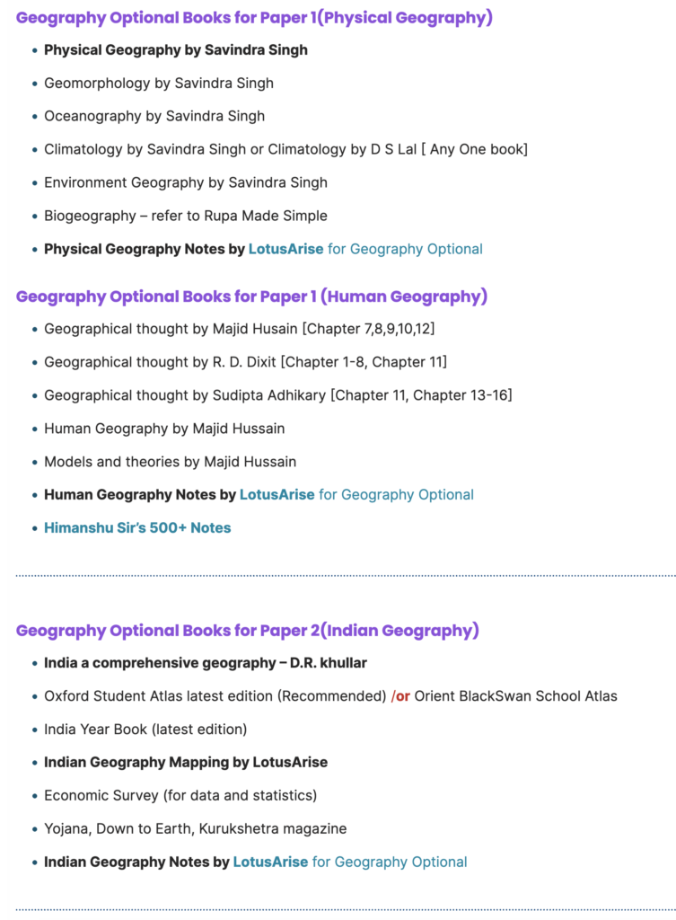 Geography Optional Booklist